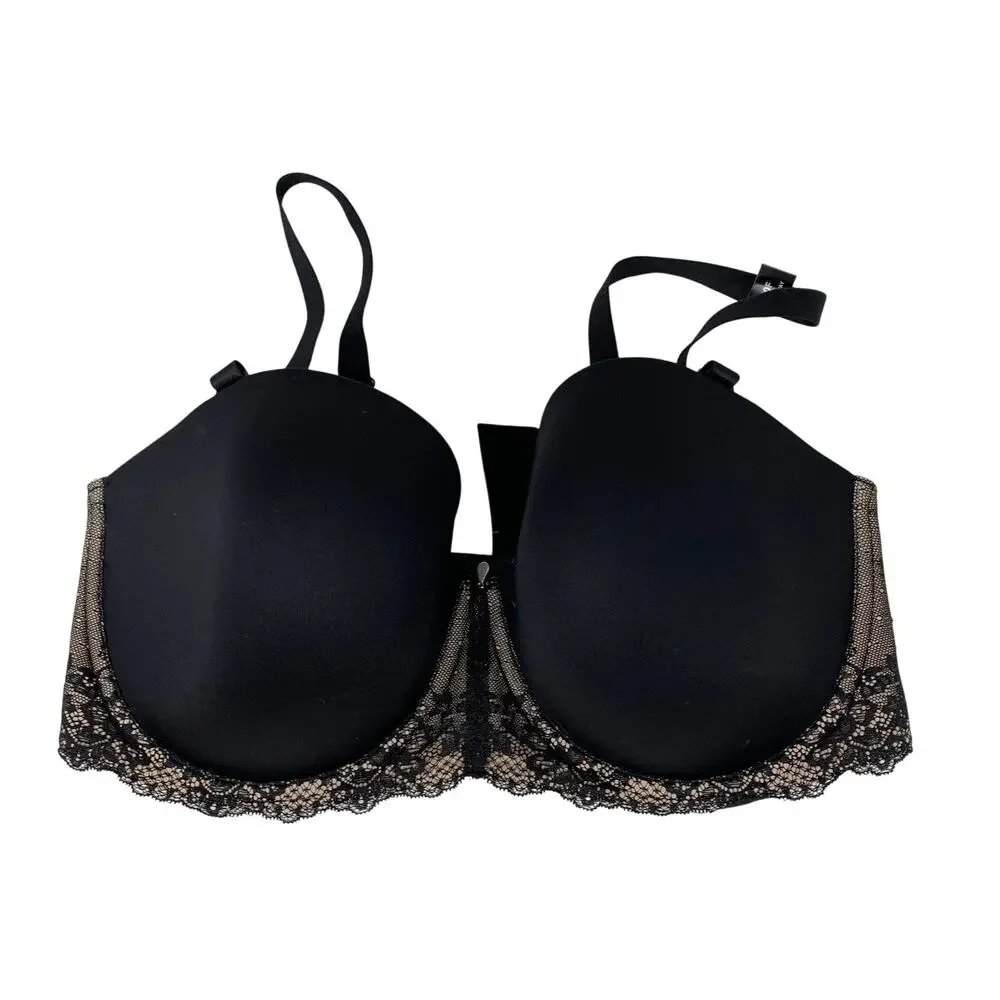 Torrid Multi-Way Bra Womens Size 40F Black Tan With Lace NEW